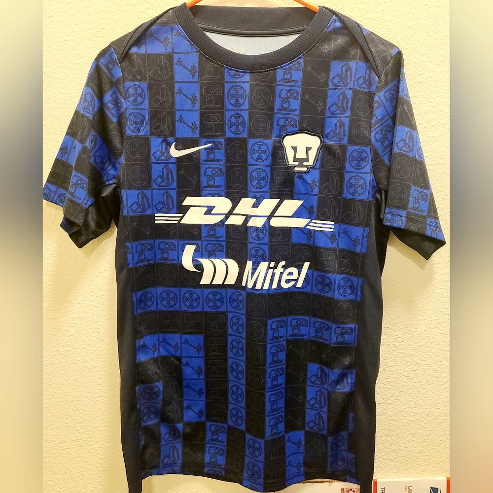 Nike Blue and Black Men's Soccer Jersey NEW